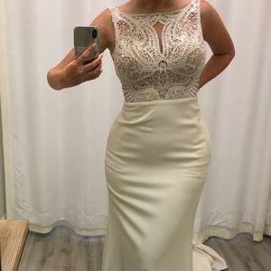 Martina Liana Crepe Boat Neck Wedding Dress